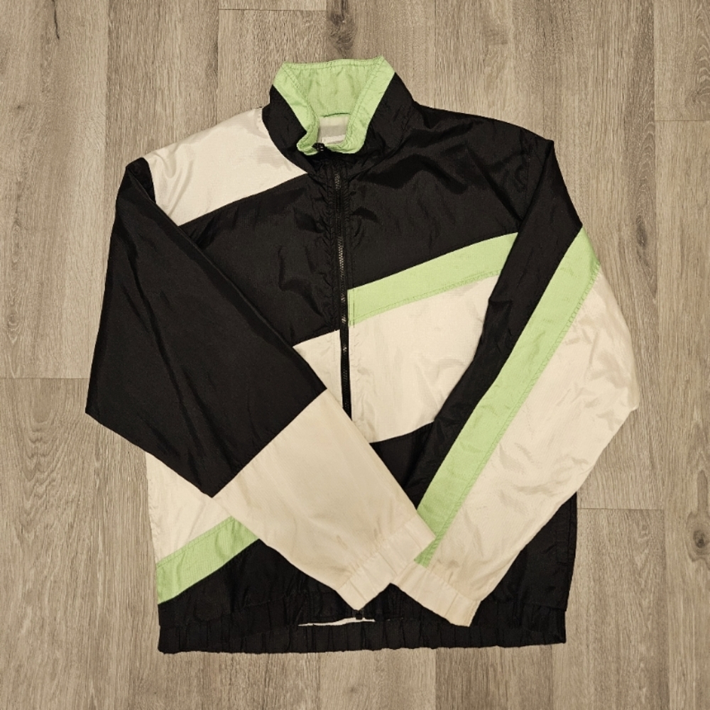 Vintage Profile Mens Green Black White Ski Jacket Winter Nylon Sz M Windbreaker